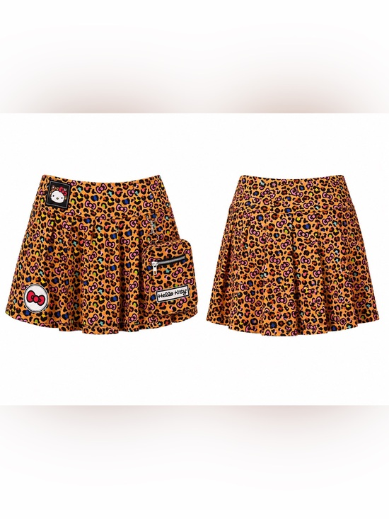 Hello Kitty Dresses & Skirts - Hello Kitty Orange Leopard Print Skirt with Colorful Spots and Patch